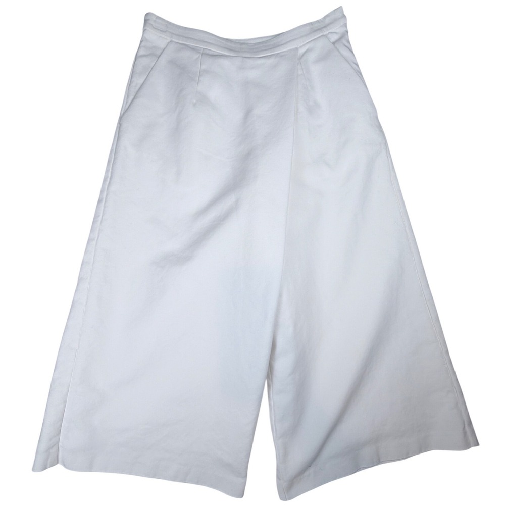 Habitual White Wide Leg Relaxed Trousers Cotton Culottes Size 8 HFH00217B